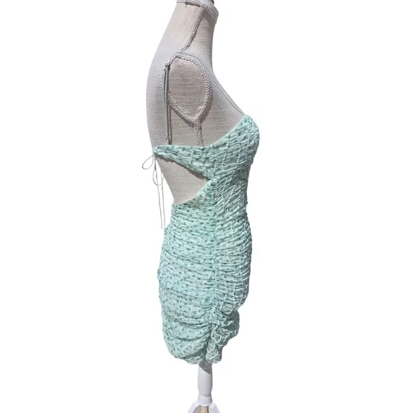 For Love & Lemons Drea Polka Dot Mini Ruched Dress Small Bodycon Small